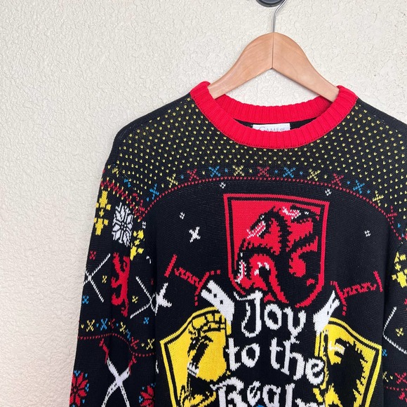 Game of Thrones Mens Joy To The Realm Ugly Christmas Sweater size Large Black - Picture 5 of 8